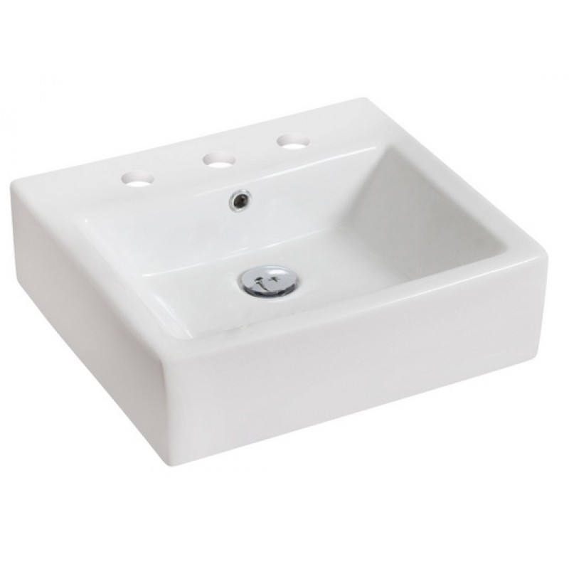 Rectangle Vessel Set In White with 8-in. o.c. Faucet