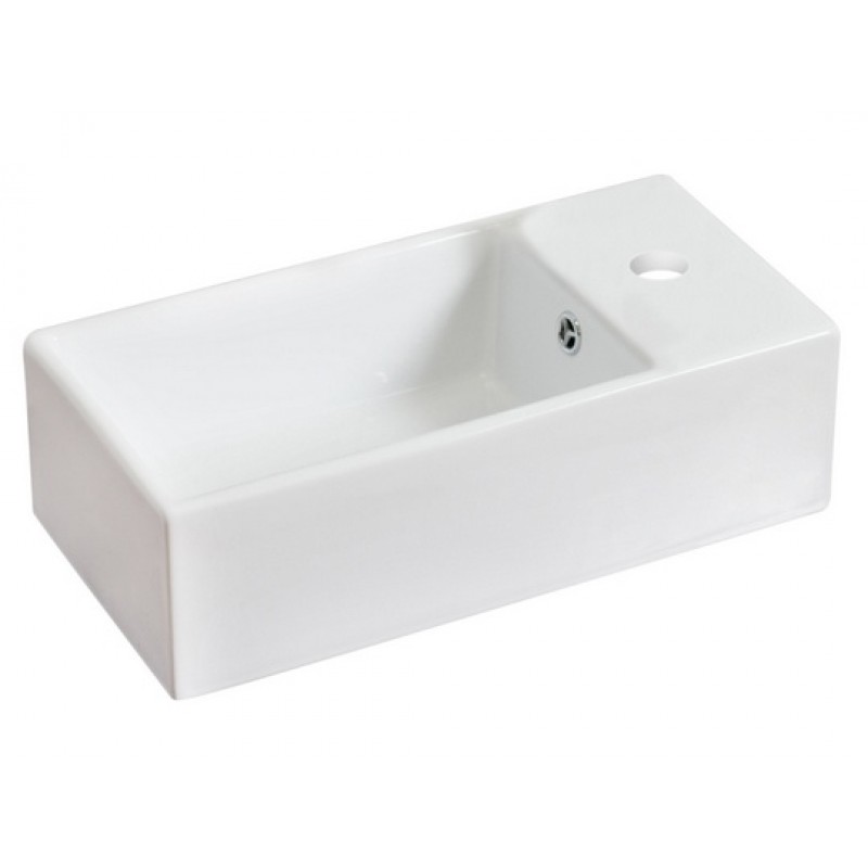 Rectangle Vessel Set In White with Single Hole Faucet