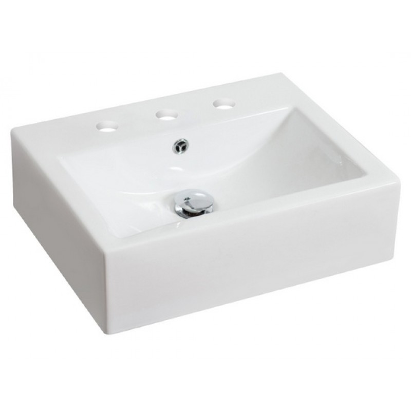 Rectangle Vessel Set In White with 8-in. o.c. Faucet