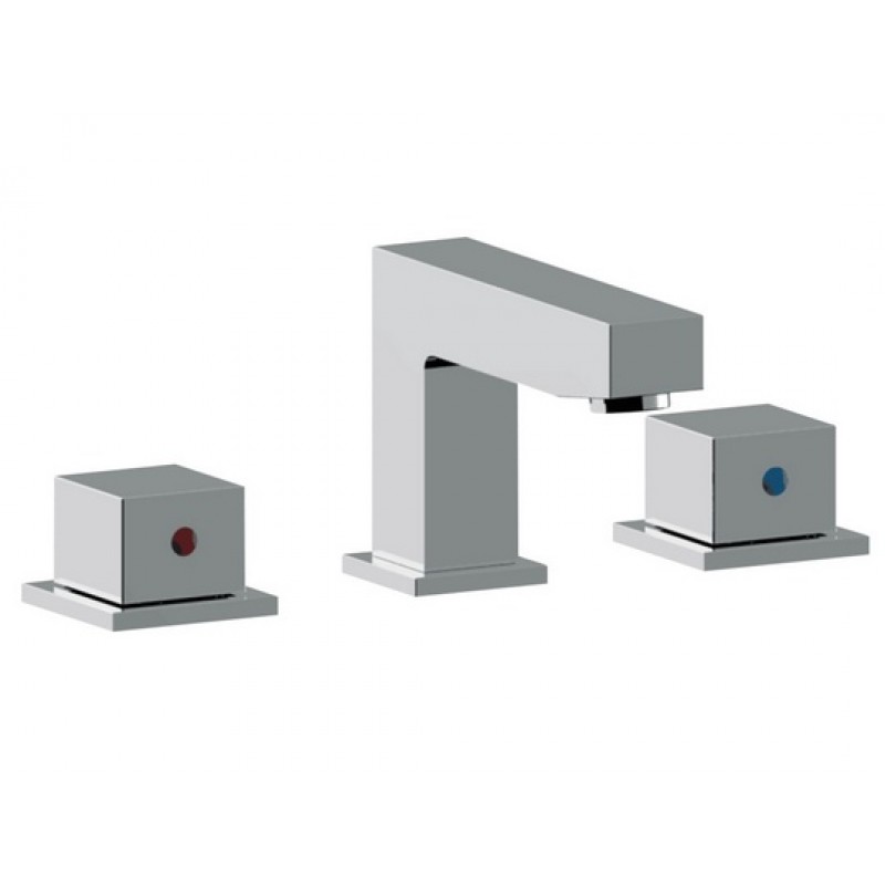 Square Vessel Set In White with 8-in. o.c. Faucet