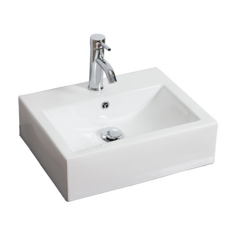 20.25-in. W x 16.25-in. D Wall Mount Rectangle Vessel In White For Single Hole Faucet