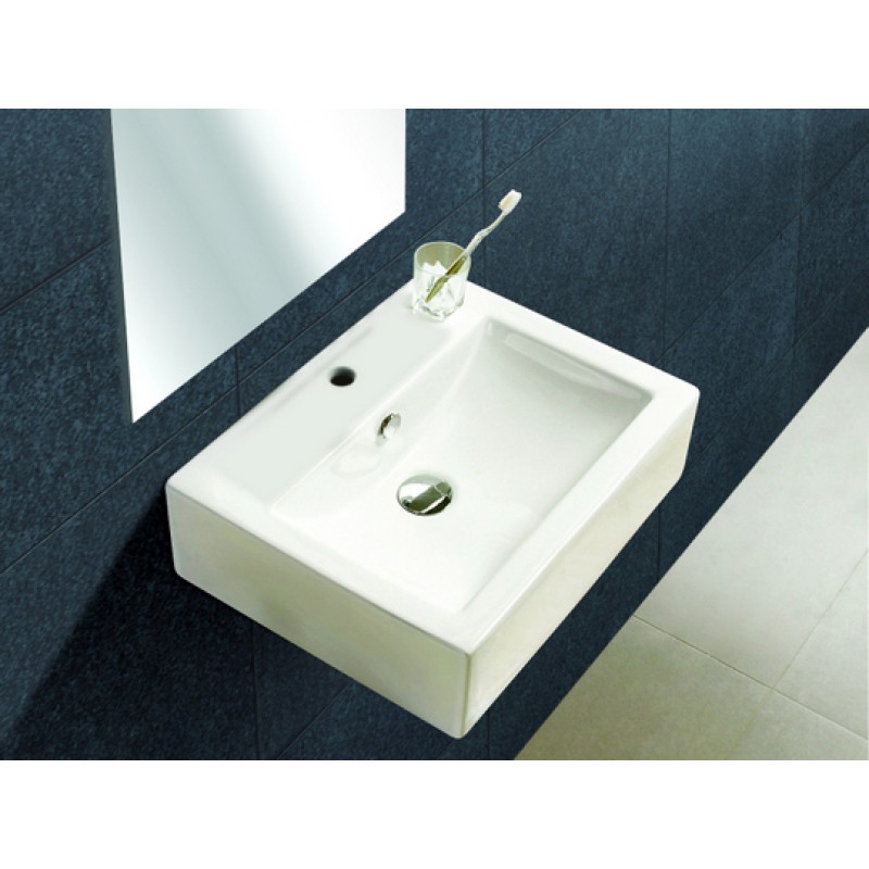 20.25-in. W x 16.25-in. D Wall Mount Rectangle Vessel In White For Single Hole Faucet