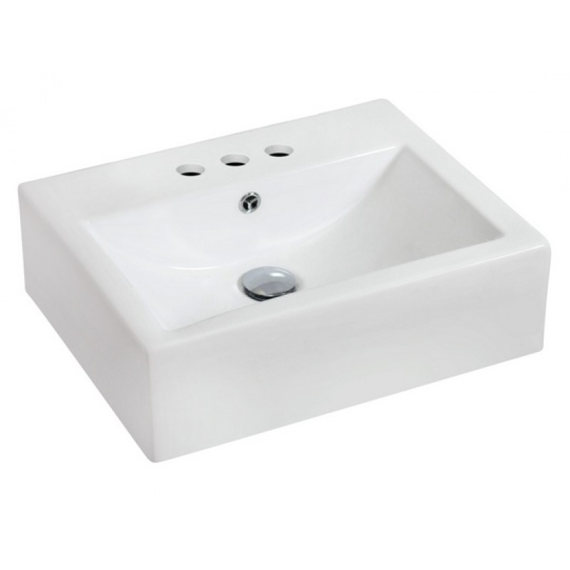 20.25-in. W x 16.25-in. D Wall Mount Rectangle Vessel In White For 4-in. o.c. Faucet