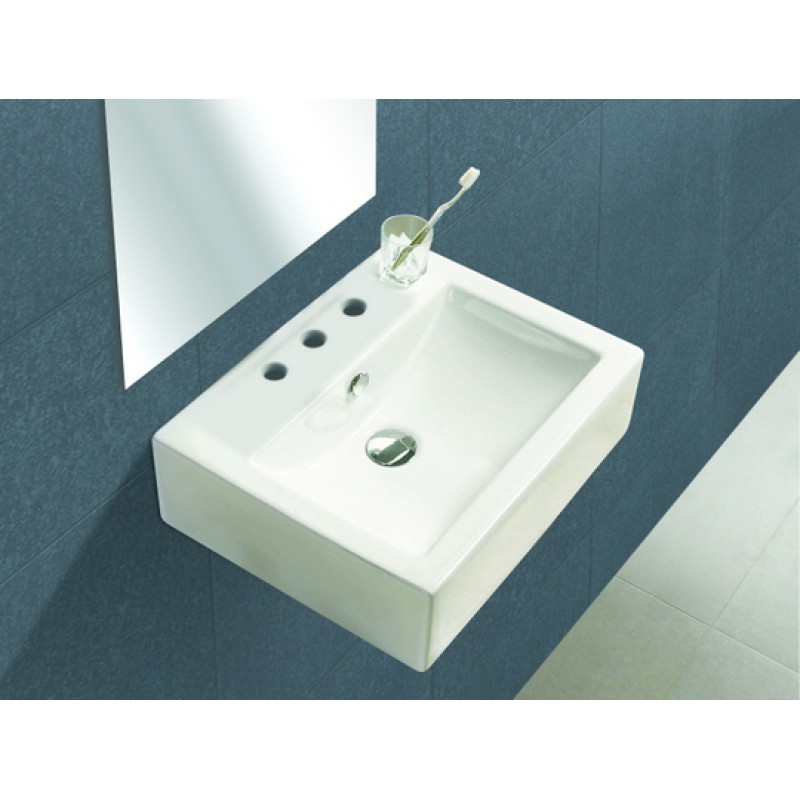 20.25-in. W x 16.25-in. D Wall Mount Rectangle Vessel In White For 8-in. o.c. Faucet