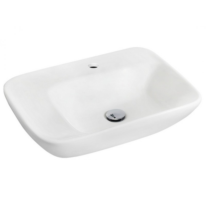 23.5-in. W x 17.25-in. D Wall Mount Rectangle Vessel In White For Single Hole Faucet