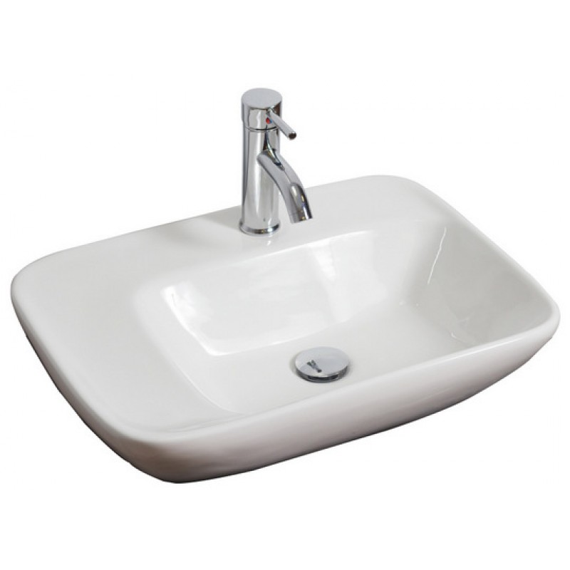 23.5-in. W x 17.25-in. D Wall Mount Rectangle Vessel In White For Single Hole Faucet