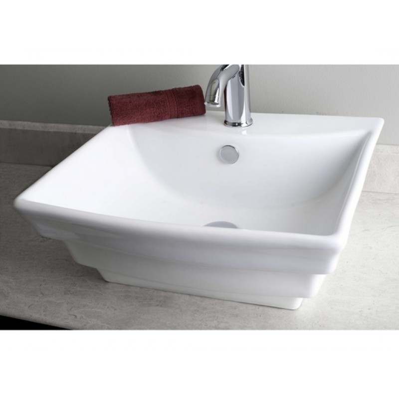 19.75-in. W x 17-in. D Wall Mount Rectangle Vessel In White For Single Hole Faucet