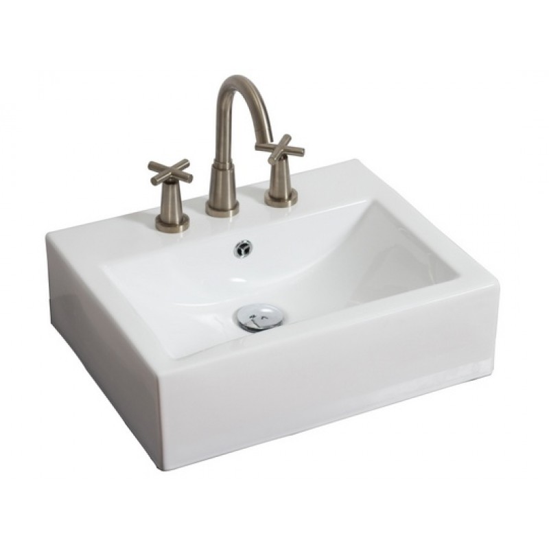 21-in. W x 16.5-in. D Wall Mount Rectangle Vessel In White For 8-in. o.c. Faucet