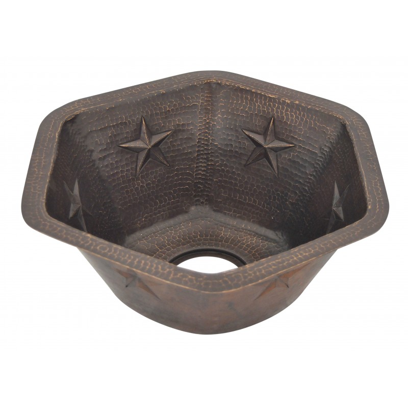 Star Design Hexagon Copper Bar Sink