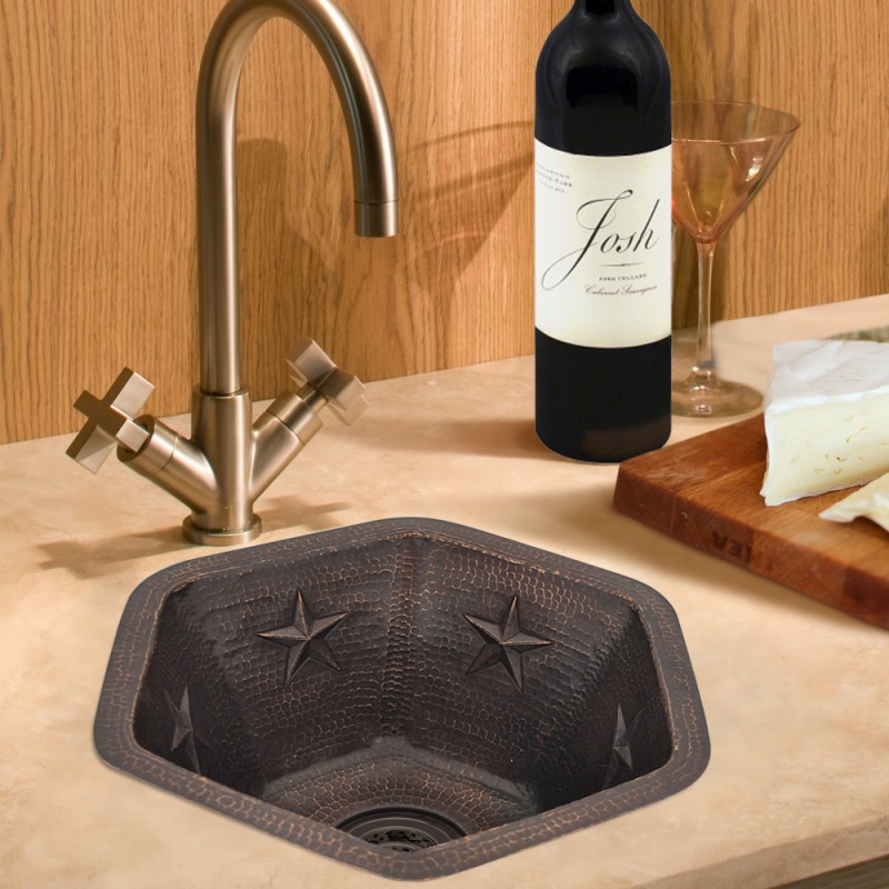 Star Design Hexagon Copper Bar Sink