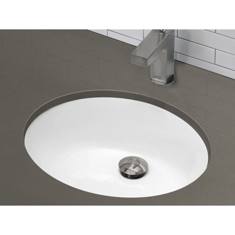 Oval Vitreous China Undermount Lavatory Sink With Overflow - Ceramic White
