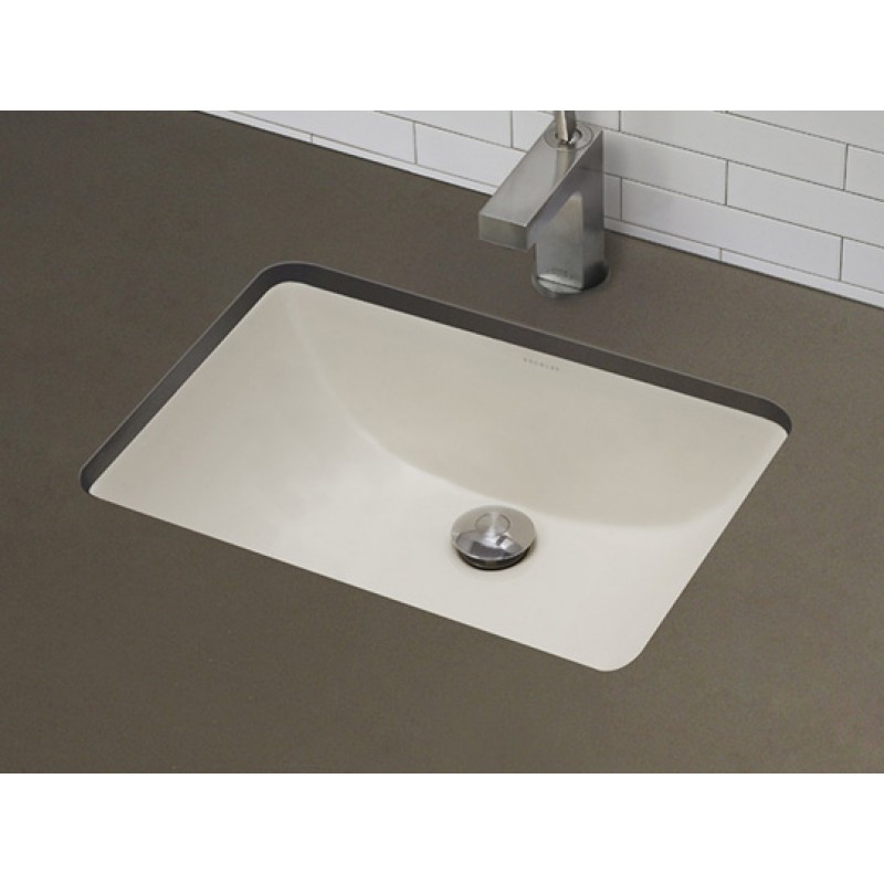 Rectangular Vitreous China Undermount Lavatory Sink With Overflow - Ceramic Biscuit