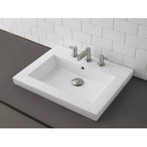 DECOLAV 14107-CWH Breanna Semi-Recessed Rectangular Lavatory Sink with Overflow White