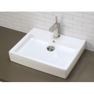 Rectangular Vitreous China Vessel Sink With Overfl...