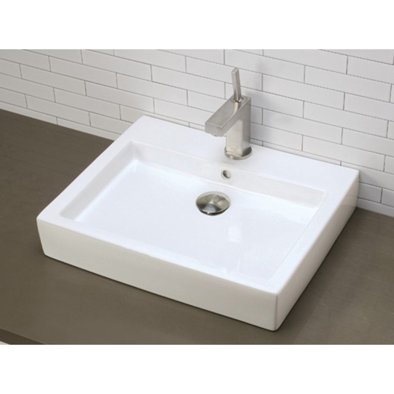 Rectangular Vitreous China Vessel Sink With Overflow - Ceramic White