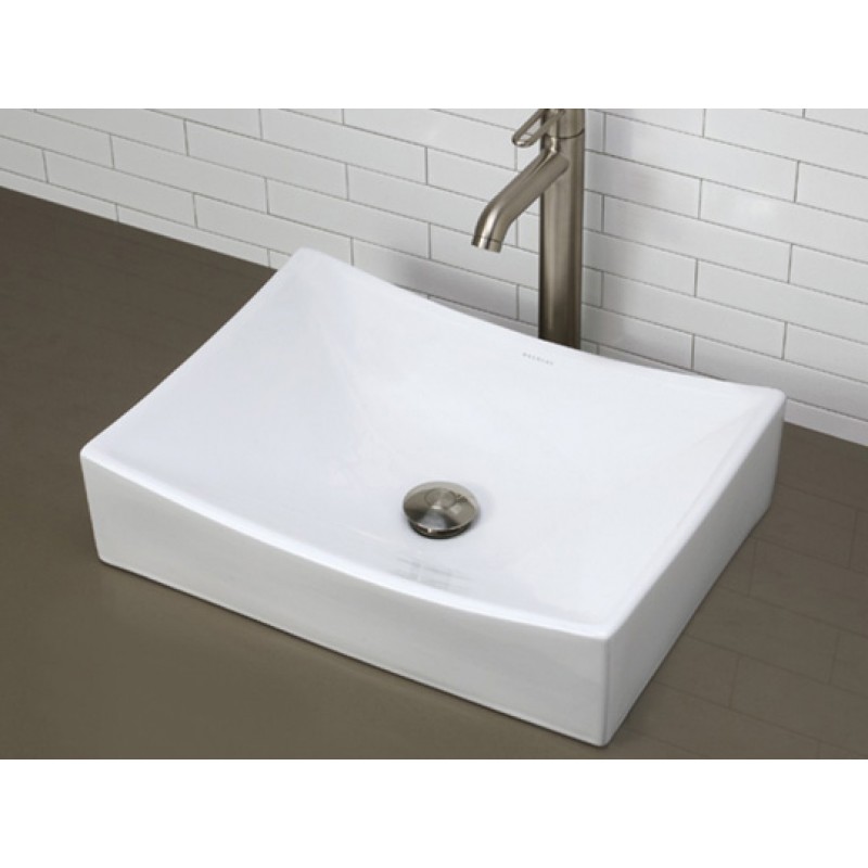 Rectangular Vitreous China Vessel Sink With Tapered Corners - Ceramic White