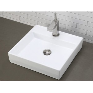Square Vitreous China Vessel Sink With Single Hole...