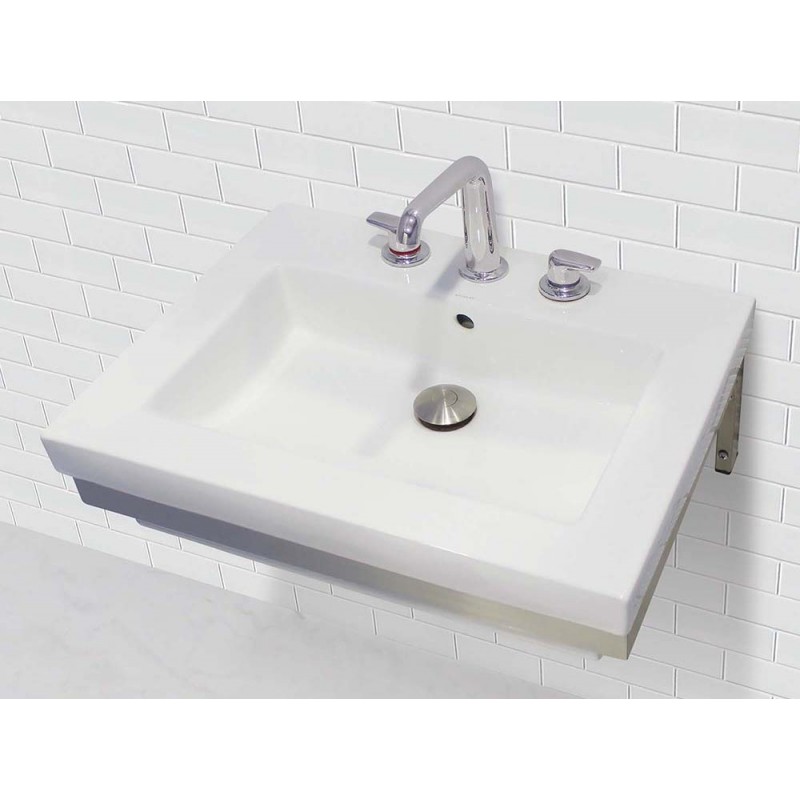 Wall-Mount Rectangular Lavatory With Stainless Steel Mounting Bracket