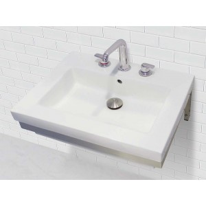 Wall-Mount Rectangular Lavatory With Stainless Ste...