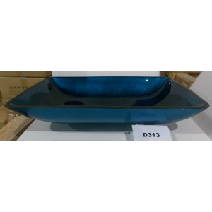 SAMPLE: Rectangular Blue Foil Glass Vessel Sink (D...