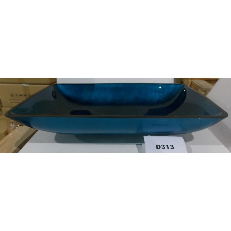SAMPLE: Rectangular Blue Foil Glass Vessel Sink (D313)