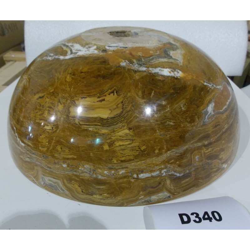 SAMPLE: Gold and Brown Round Marble Sink (D340)
