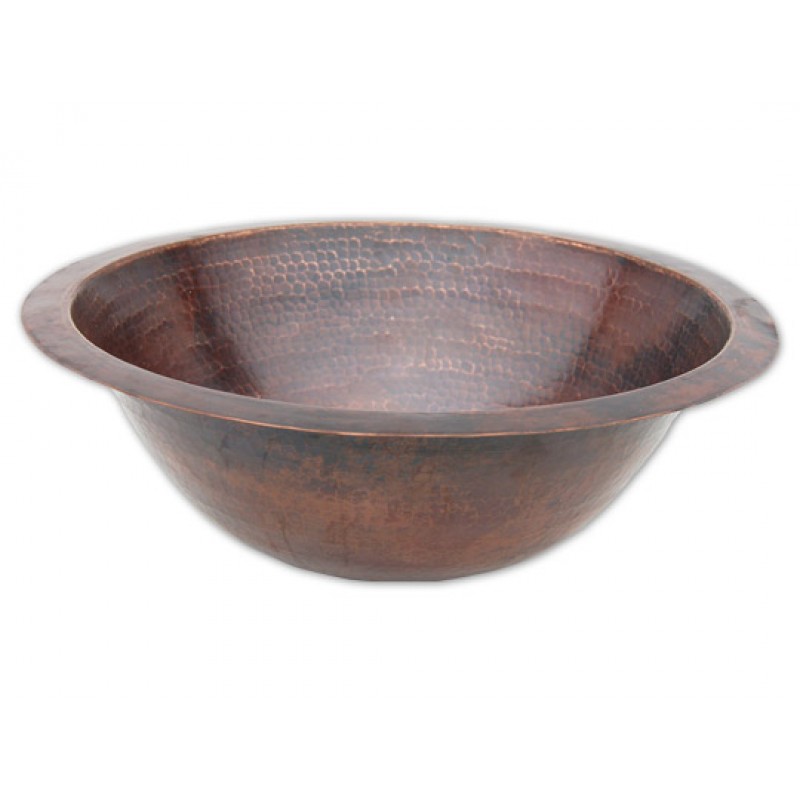 Copper Drop In or Undermount Sink Bowl - Antique Dark