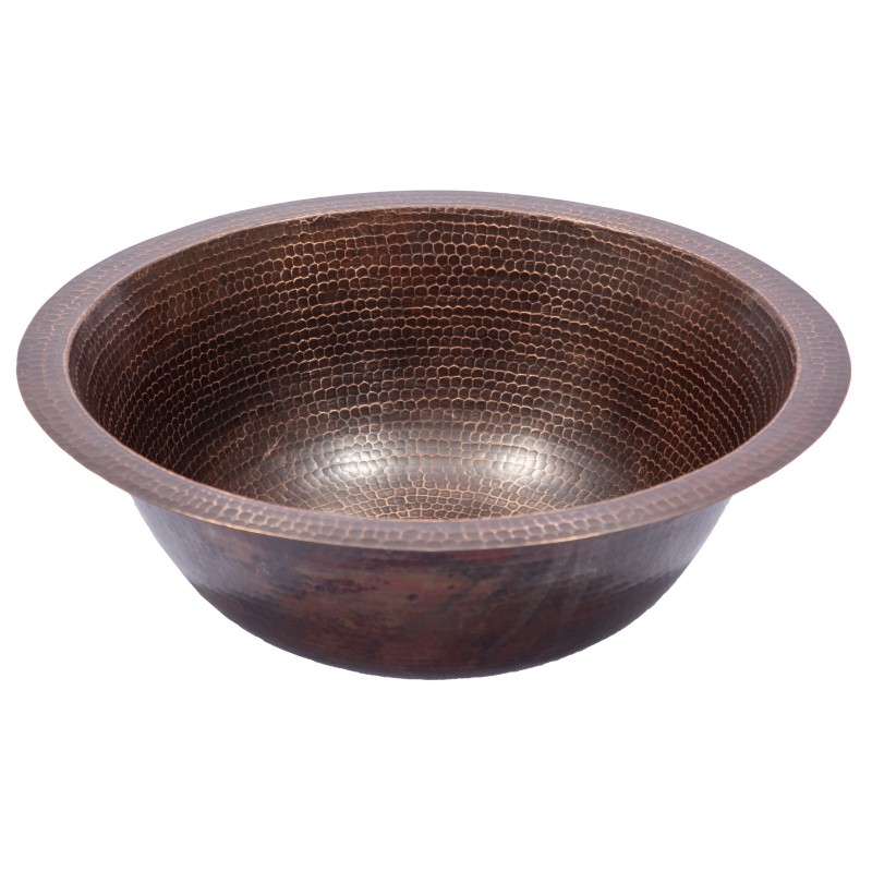 Copper Drop In or Undermount Sink Bowl - Antique Dark