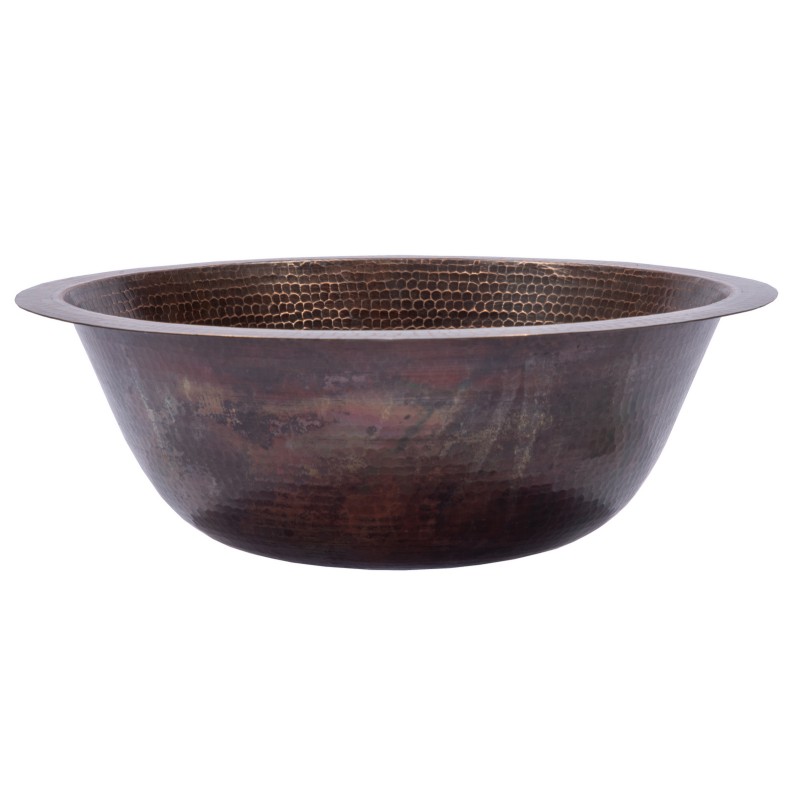 Copper Drop In or Undermount Sink Bowl - Antique Dark