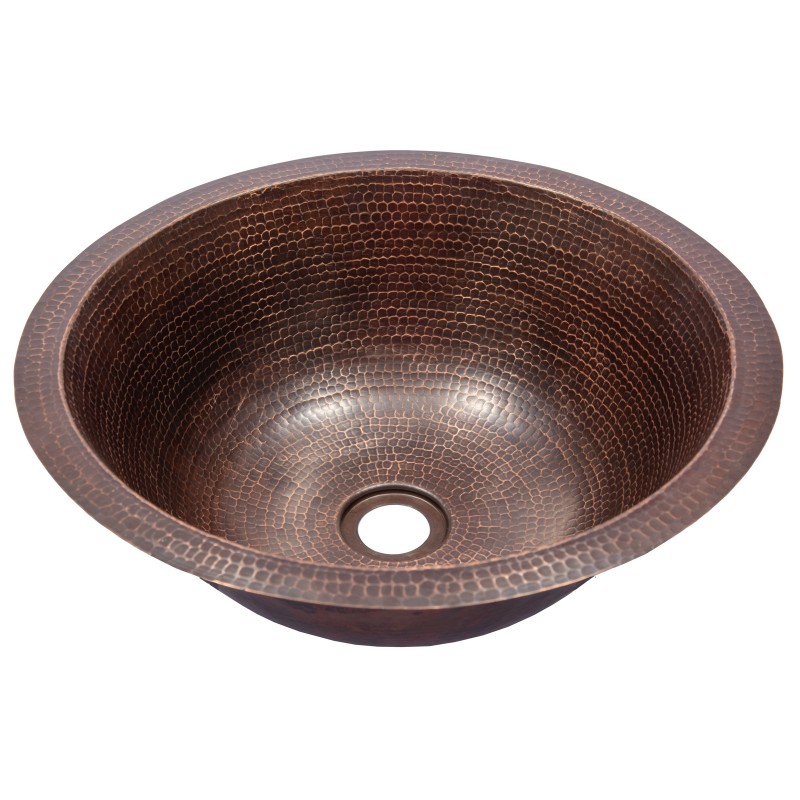 Copper Drop In or Undermount Sink Bowl - Antique Dark