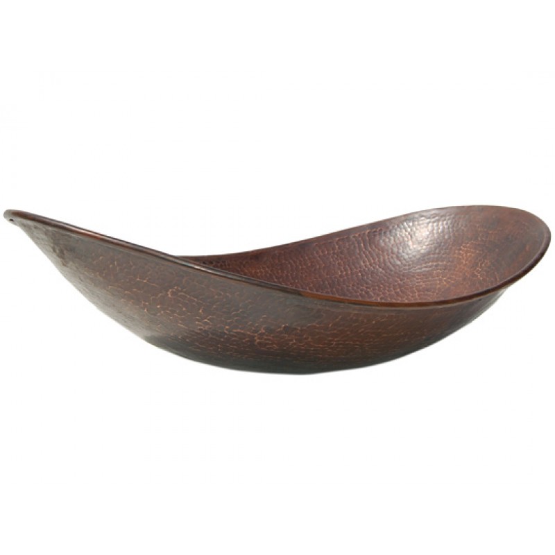 Copper Canoe Shaped Vessel Sink - Antique Dark Copper