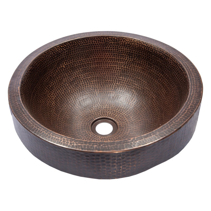 Semi Recessed Copper Vessel Sink With Apron - Antique Dark
