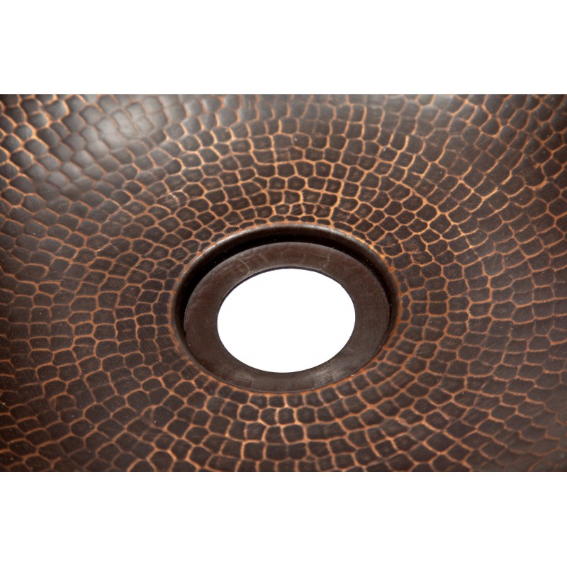 Semi Recessed Copper Vessel Sink With Apron - Antique Dark