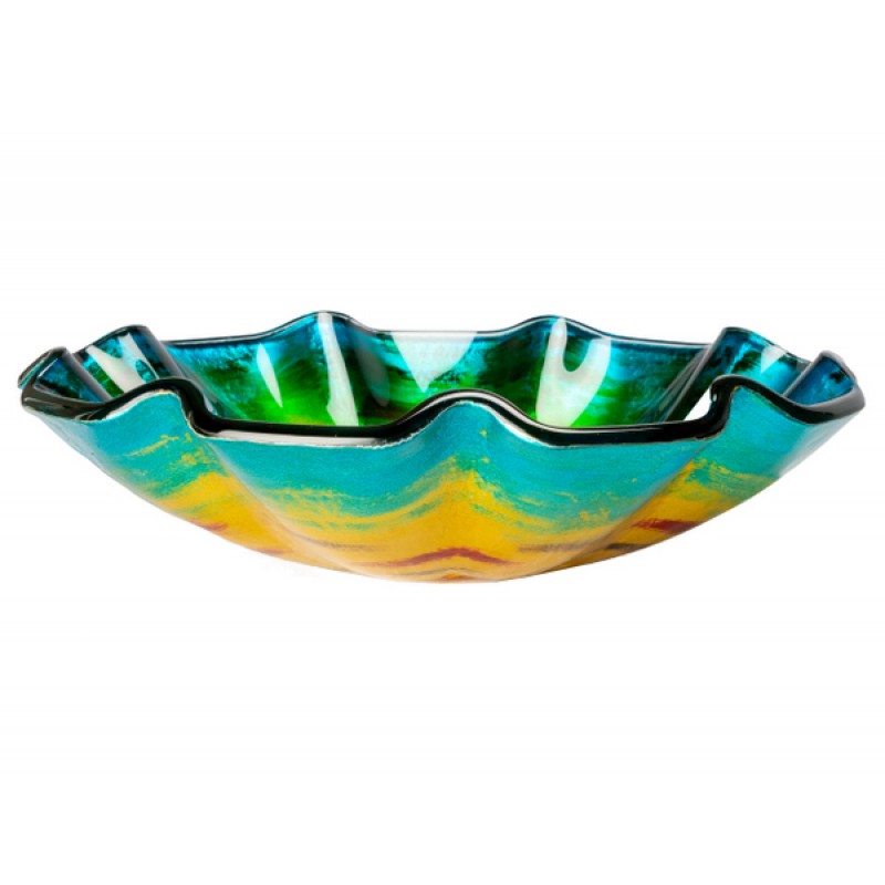 Wave Rim Multi Color Glass Vessel Sink
