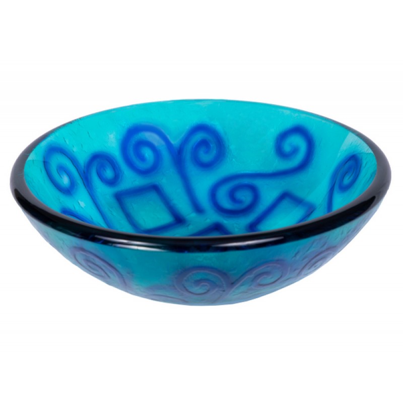 Green And Blue Swirls Glass Vessel Sink