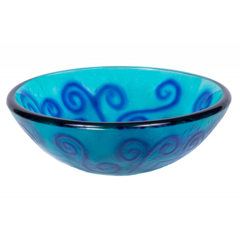 Green And Blue Swirls Glass Vessel Sink