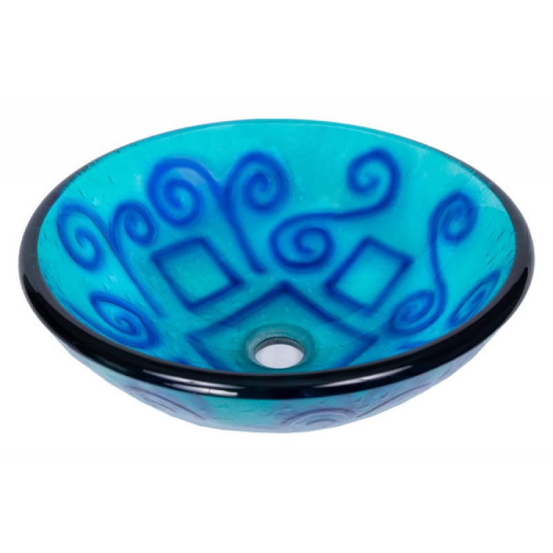 Green And Blue Swirls Glass Vessel Sink