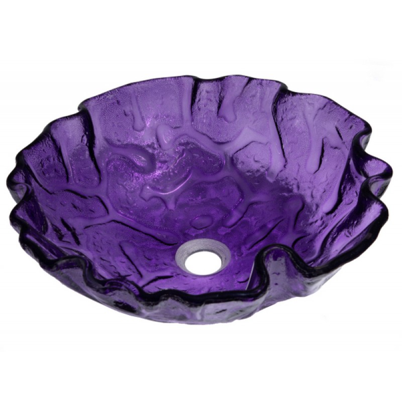 Purple Free form Wave Glass Vessel Sink