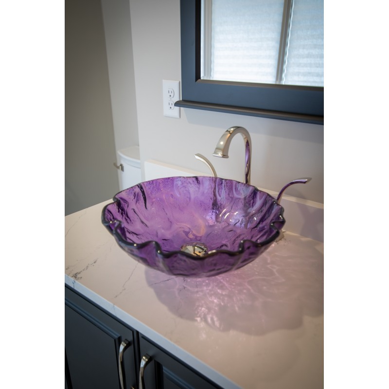 Purple Free form Wave Glass Vessel Sink