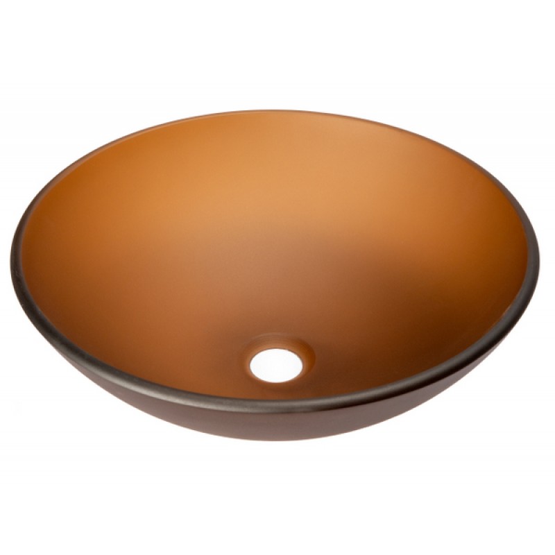 Brown Frosted Glass Vessel Sink Bowl
