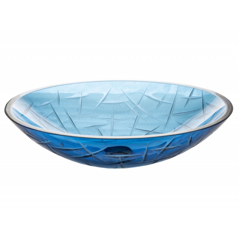 Blue Crystal Oval Glass Vessel Sink
