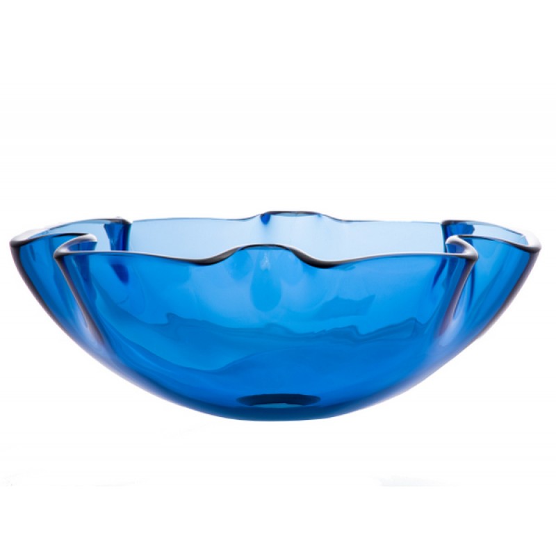 Wave Rim Blue Glass Vessel Sink