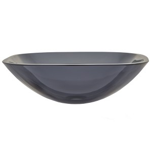 Square Glass Vessel Sink in Onyx Black with Rounde...