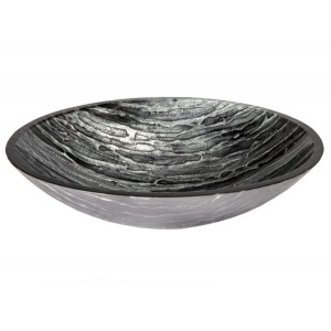 Silver and Black Streaked Oval Glass Vessel Sink