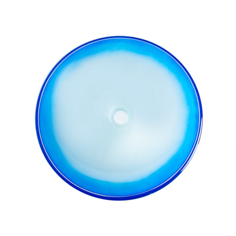Blue Cloud Frosted Round Glass Vessel Sink