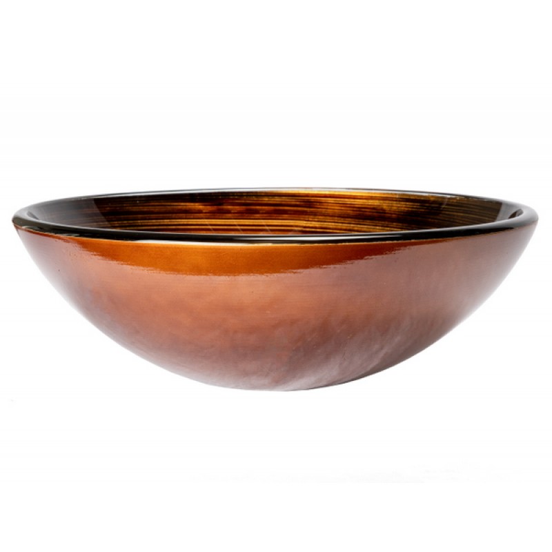 Brown and Gold Rings Glass Vessel Sink
