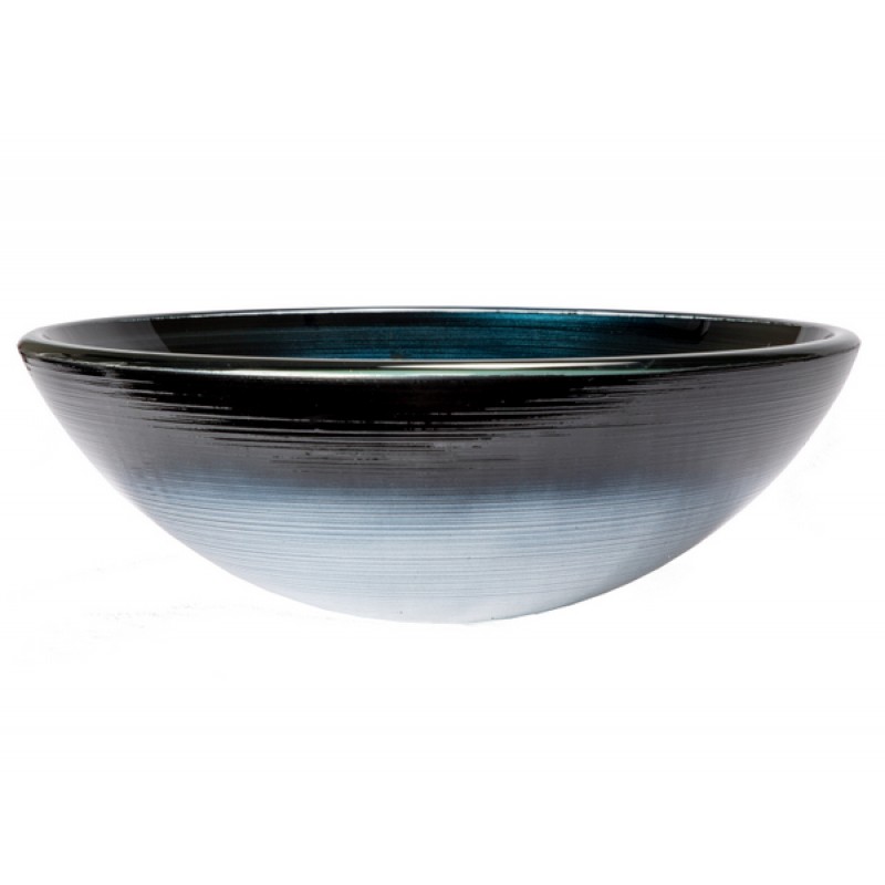 Silver and Blue Rings Glass Vessel Sink