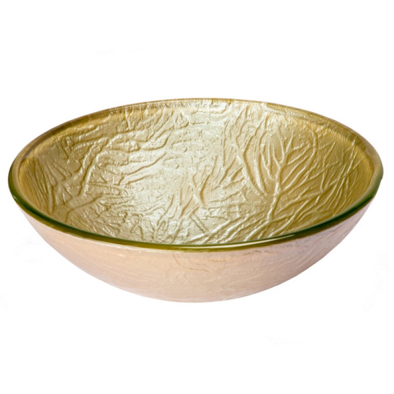 Champagne Embossed Round Glass Vessel Sink