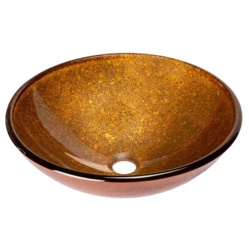Speckled Bronze Round Glass Vessel Sink