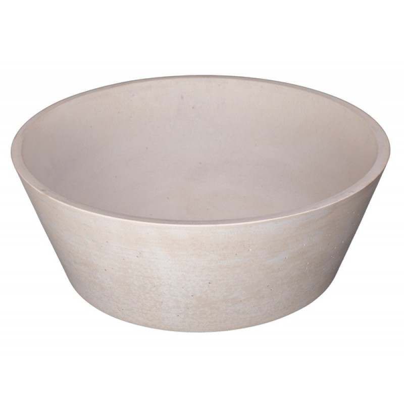16-in Concrete Round Sloped Vessel Sink - Cream